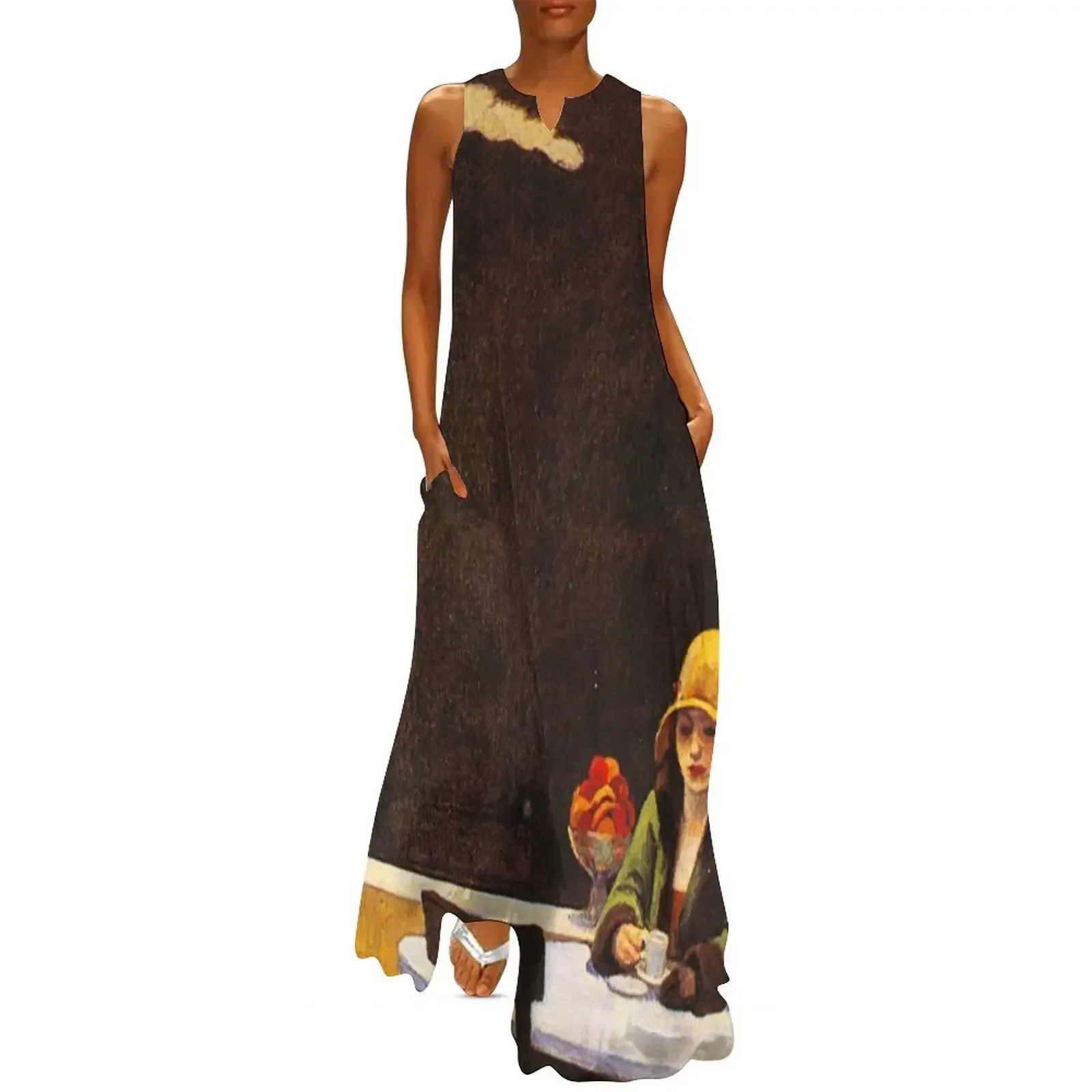 

Vintage Edward Hopper Automat Long Dress women evening dress Women's skirt elegant dress Woman clothes
