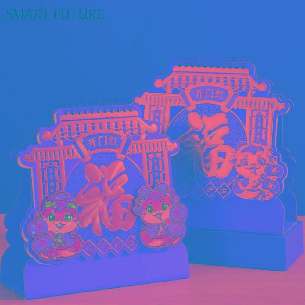 

Standing Flip 2025 Desk Calendar Hot Stamped Thickened Year of The Snake Calendar Red Blessing Schedule Planner Home