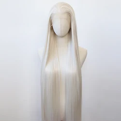 Platinum Blonde Synthetic Lace Front Wig 40inch Long Straight Lace Front Synthetic Wig Pre Plucked Natural Hairline