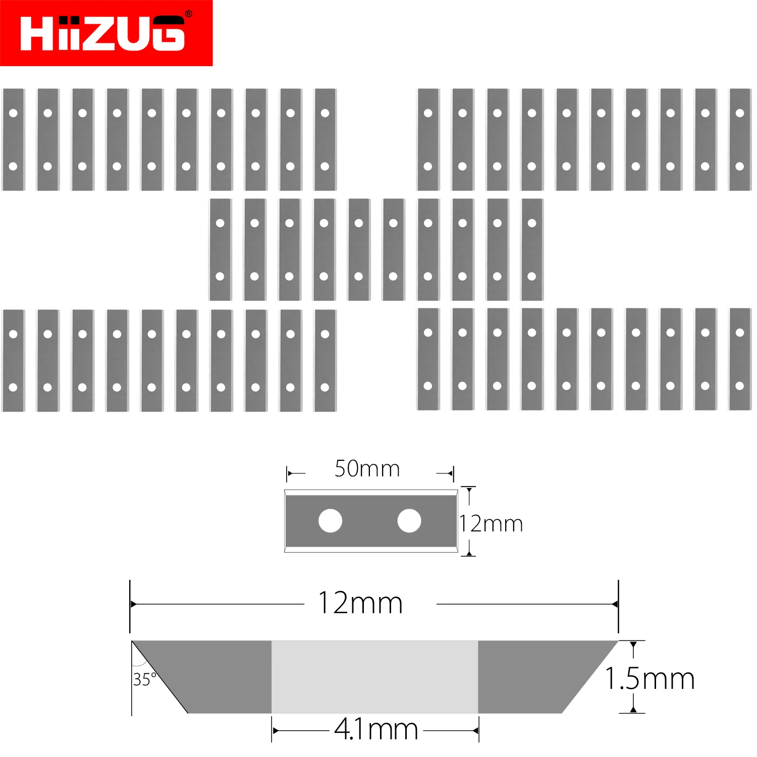 50mm Rectangle Carbide Inserts Knife 50pcs Scraper Blade for Spiral Helical Planer Head Woodworking Router and Paint Scraper