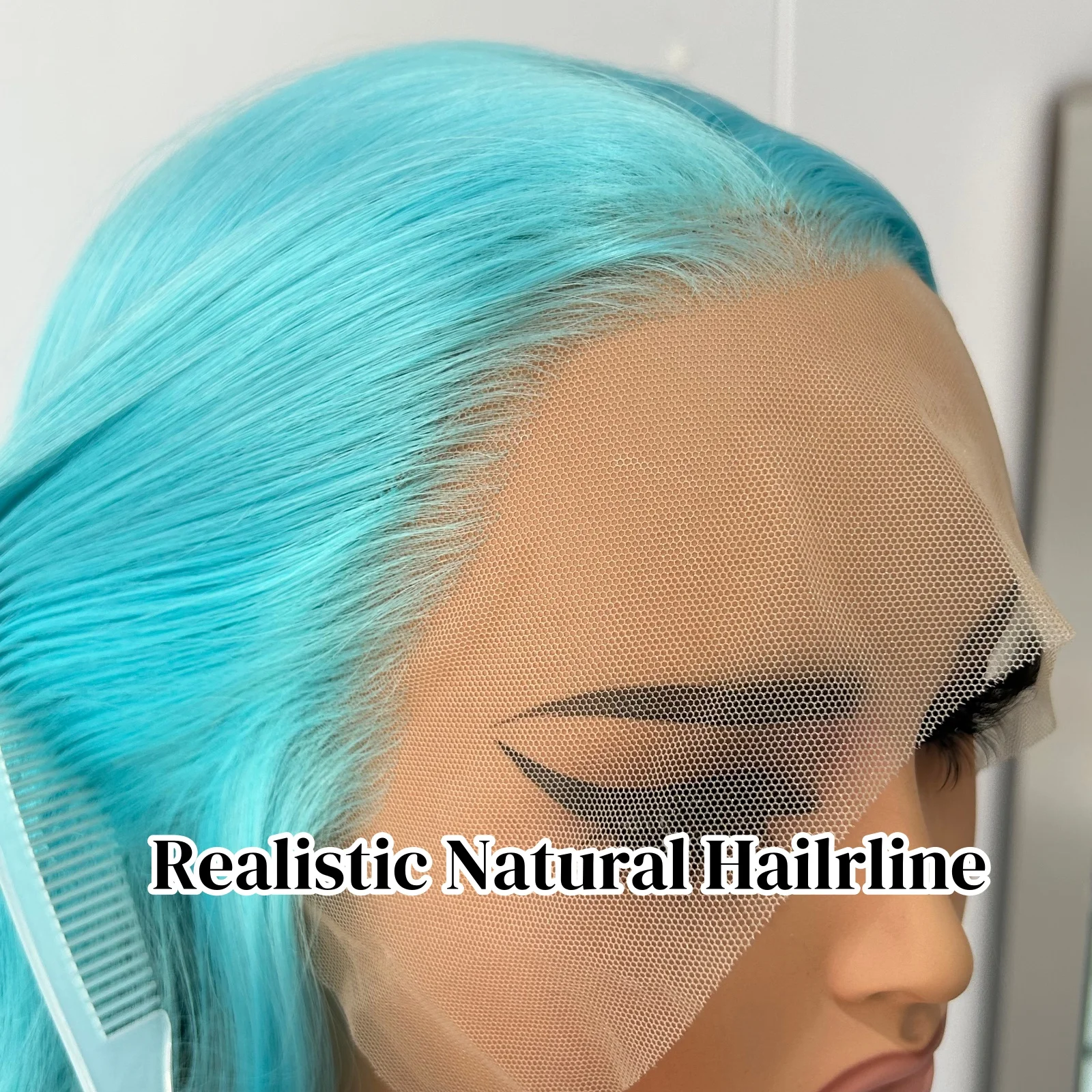 طويل الجسم موجة أومبير الأزرق شعر مستعار الاصطناعية قبل قطعها شعري أزرق فاتح مجعد متموج تسليط الضوء على التدرج الملونة الباروكات للنساء #5