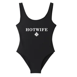 New Fashion Women One Piece Spades HOT WIFE Summer Swimsuit Sexy Bodysuit Swimwear Backless Mayo Monokini Cute Badpak One-Piece
