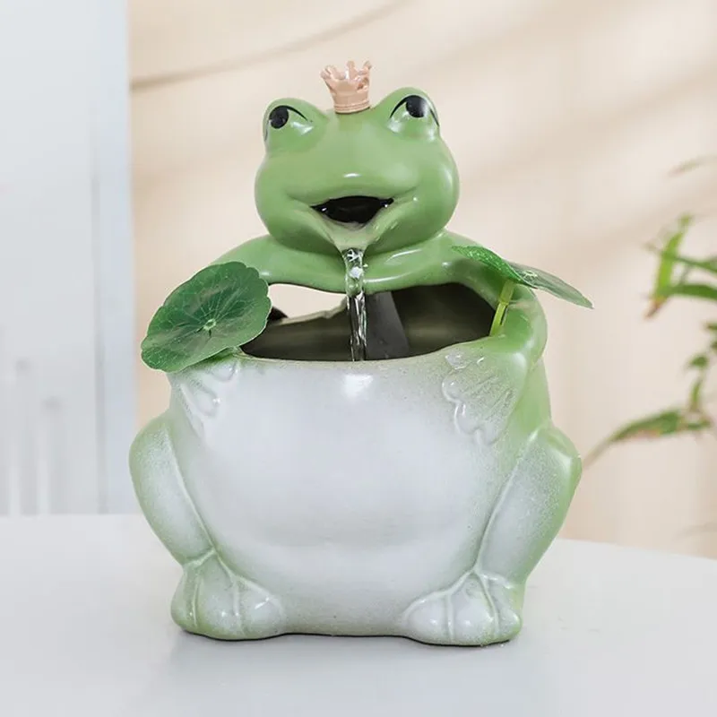 Drinker for Cats Ceramics Frog Pet Water Fountain Home Decor Landscape Ornaments Cat water dispenser Electronics Cat Accessories