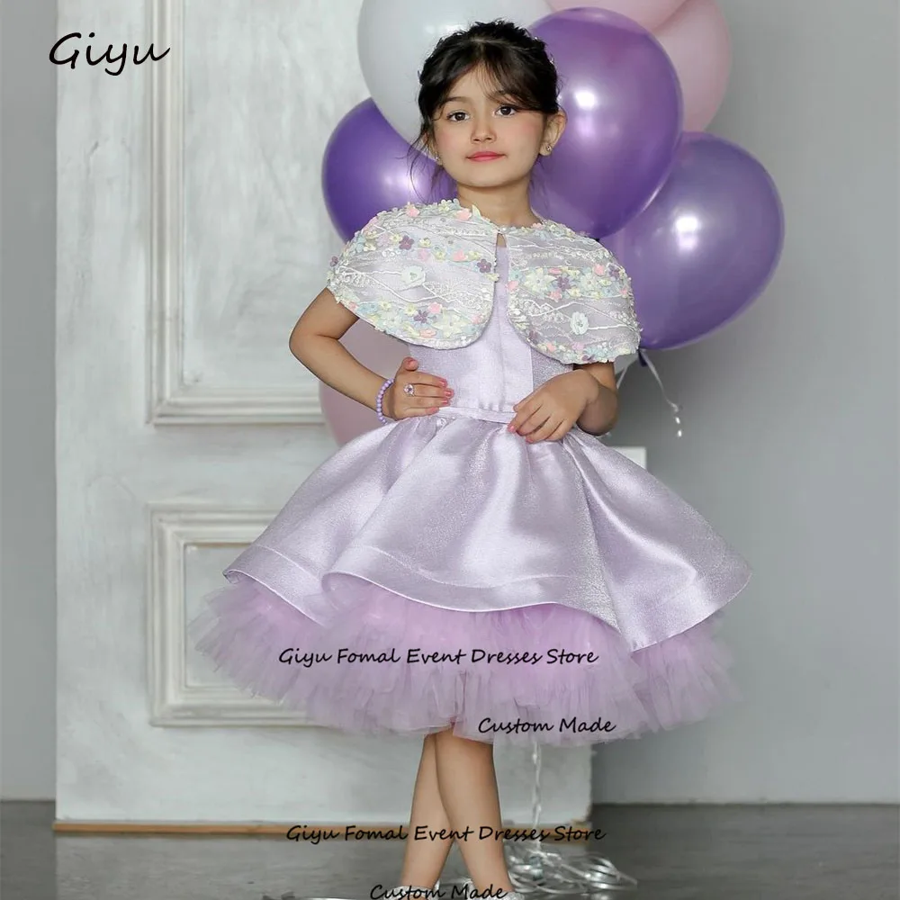 Giyu schöne Spitze Anhänger Kinder Hochzeits kleid abnehmbare Schal Mädchen Kleider Geburtstag Abendkleid Blumen mädchen Kleider