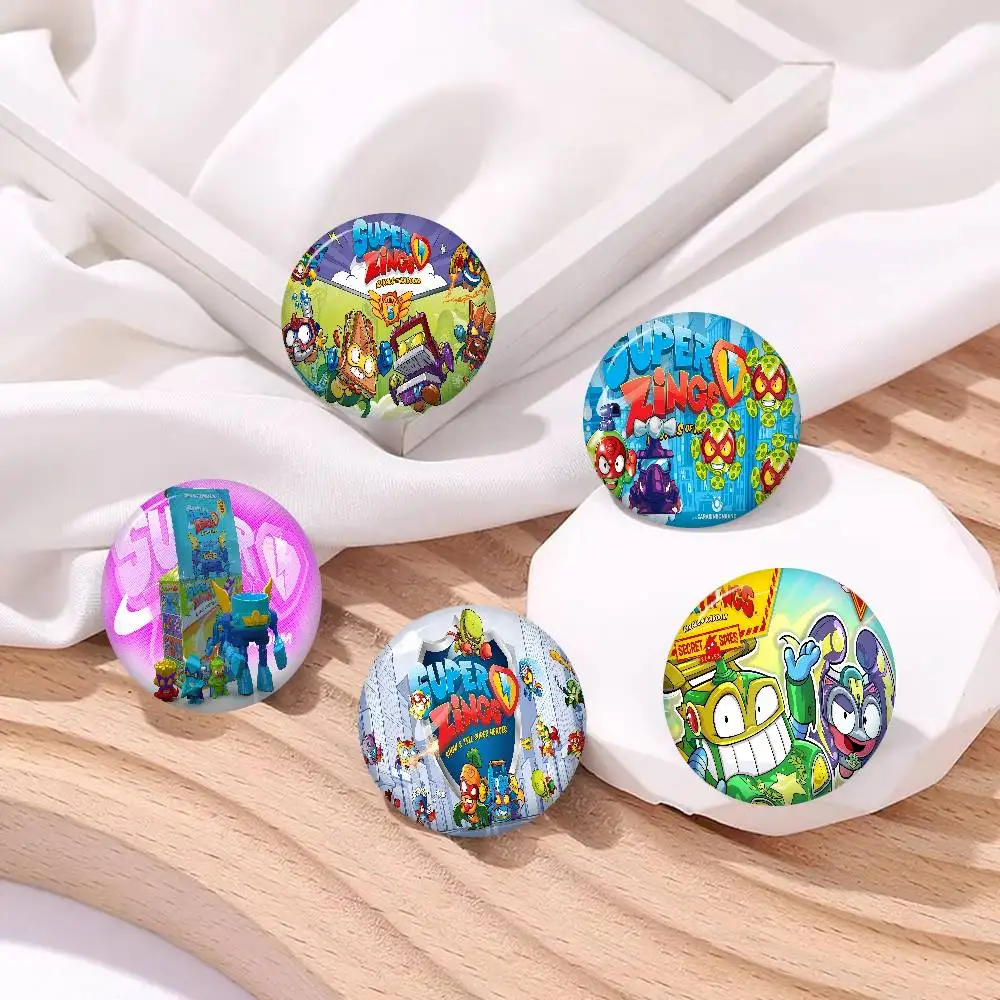 Pin de botón suave de dibujos animados de Super Zings, insignia redonda de Metal, piezas de Pin de solapa, regalo, joyería para amigos y niños