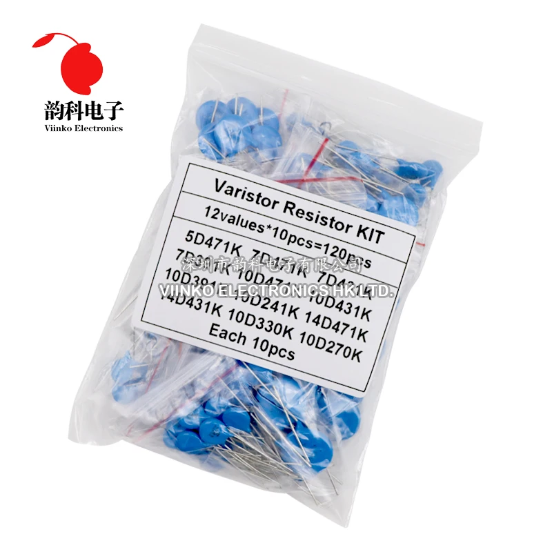 Imagem -05 - Valor 10 12 Pcs Varistor Resistor Assorted Kit 5d471k 7d471k 7d431k 7d391k 10d471k 10d431k 10d391k 14d471k 14d431k 10d241k 120 Pcs =