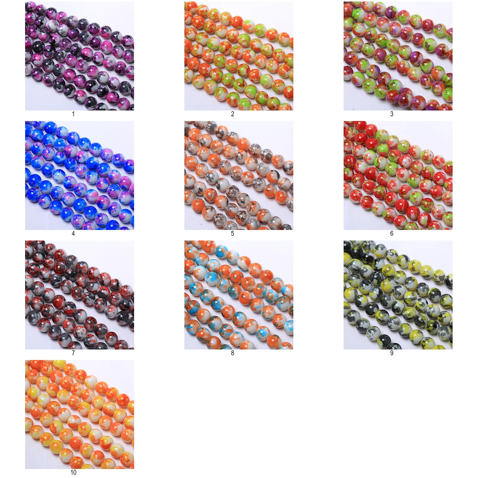 

240pcs 10mm Multicolour Glass Beads with Speckles for DIY Bracelet Bangle Making 111 Sorts of Colors Could To Choose