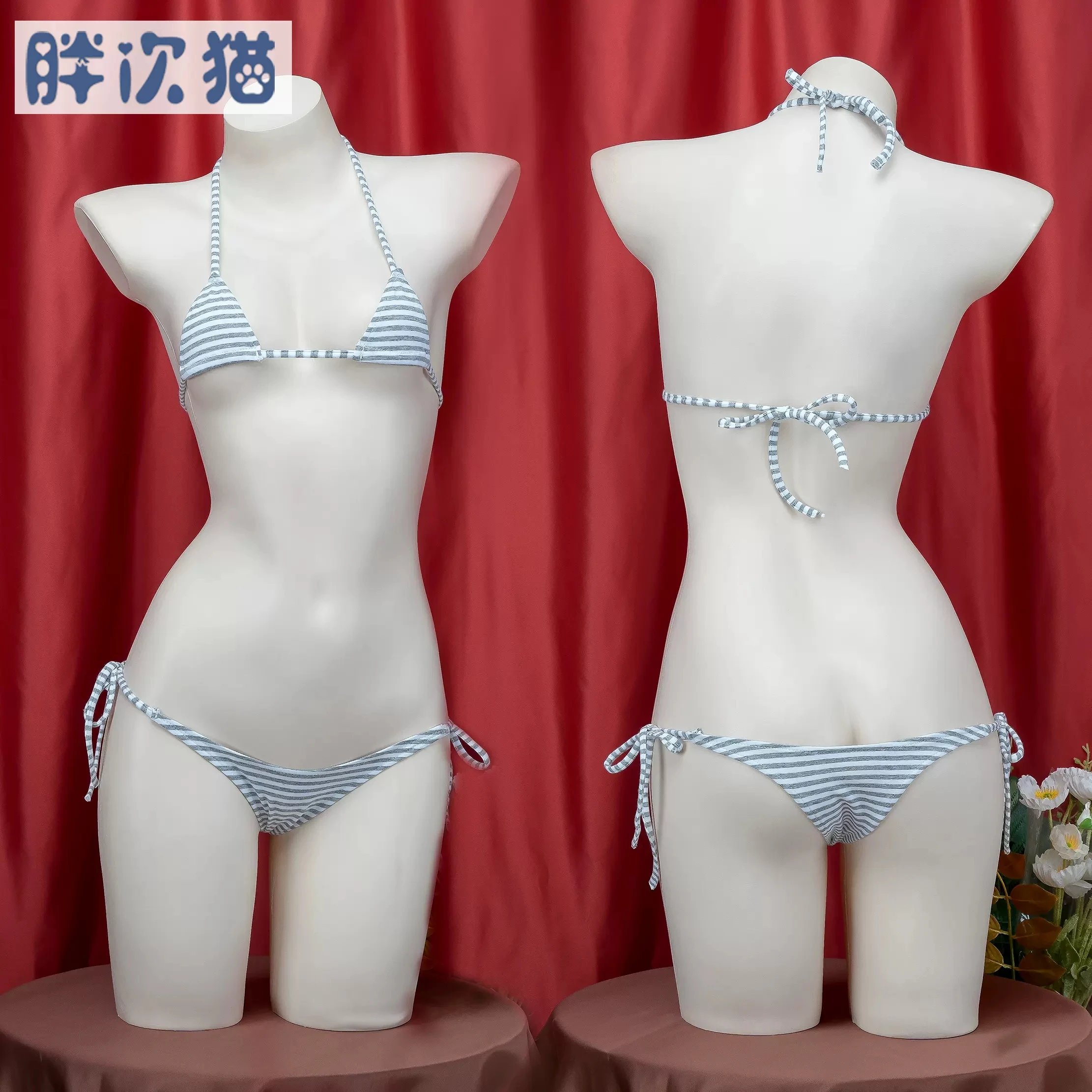 Mini Striped Bikini Bandage Underwear Sets Three point style School Cosplay Costume Girls Uniform Bikini