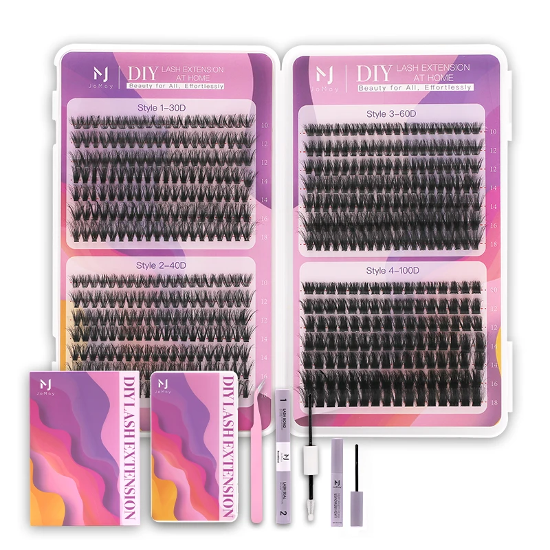 JOMAY DIY Eyelash Set Individual Lashes Cluster with Lash Bond Seal and Lash Applicator Tool  Eyelash Extension Makeup