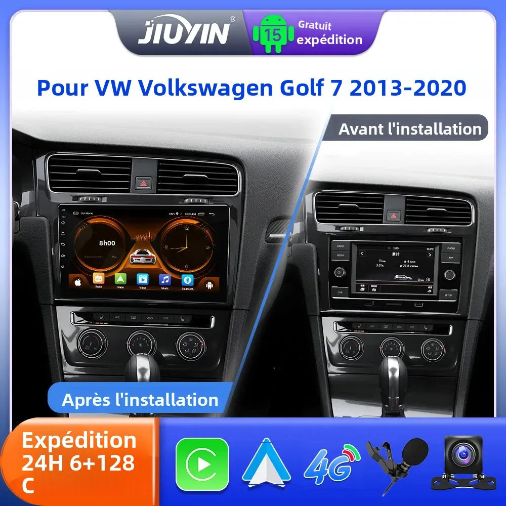 JIUYIN – autoradio 10.1 pouces pour Volkswagen VW Golf 7 2013 – 2020, CarPlay sans fil, multimédia, GPS, écran stéréo