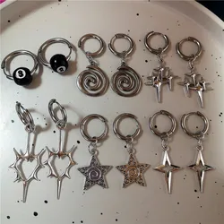 Stainless Steel Spiral Vortex Star Hollow Thorns Love Heart Pendant Hoop Earrings For Women Men Fashion Cool Punk Rock Jewelry
