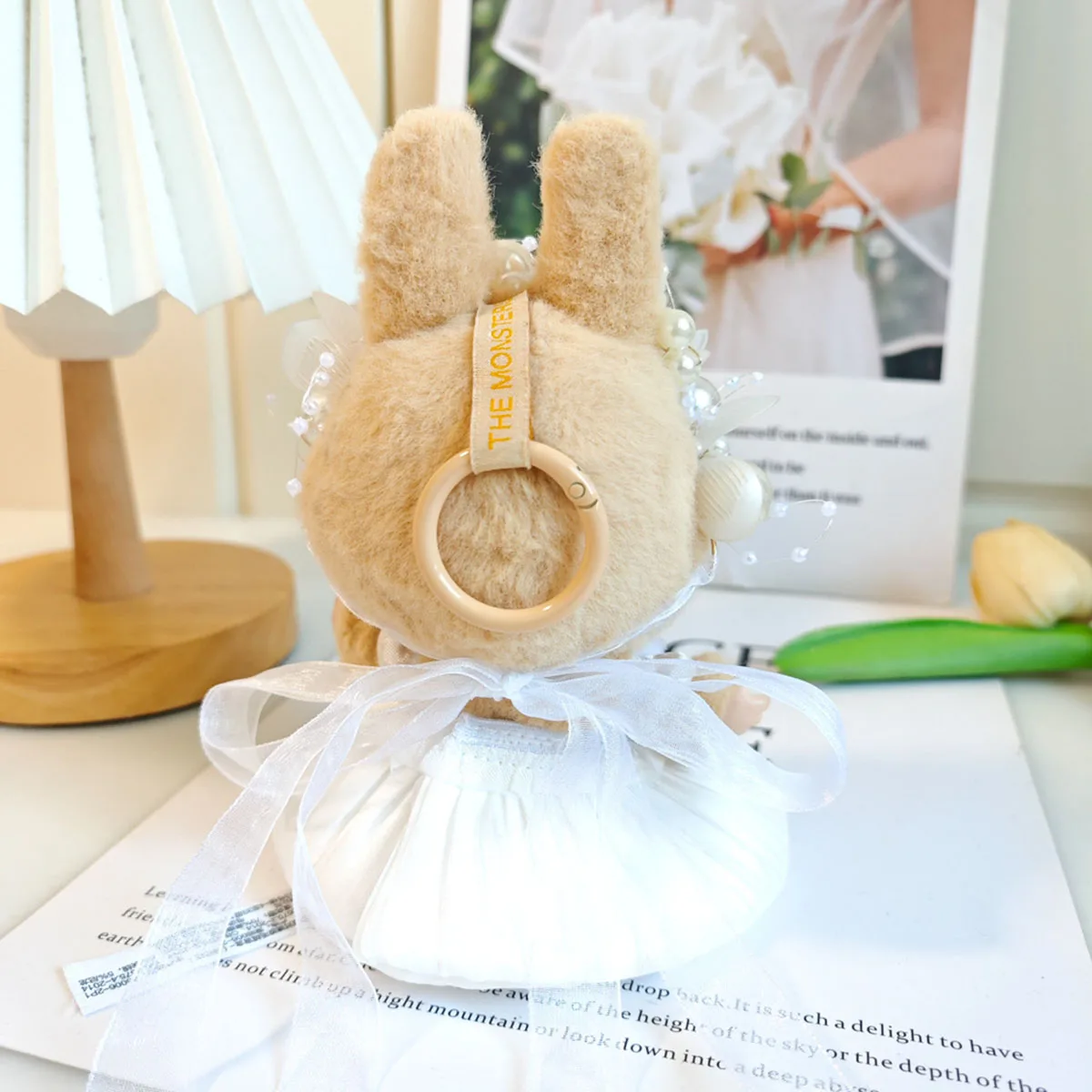 Mini vestiti per bambole in peluche Gonna a bocciolo con accessorio per capelli di perle per bambole idol Labubu I II Regali di abbigliamento fai da te