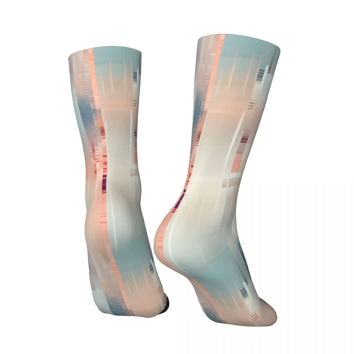 Retro Unique Futuristic Computer Glitch Pattern Men's compression Socks Unisex Harajuku Pattern Printed Novelty Crew Sock