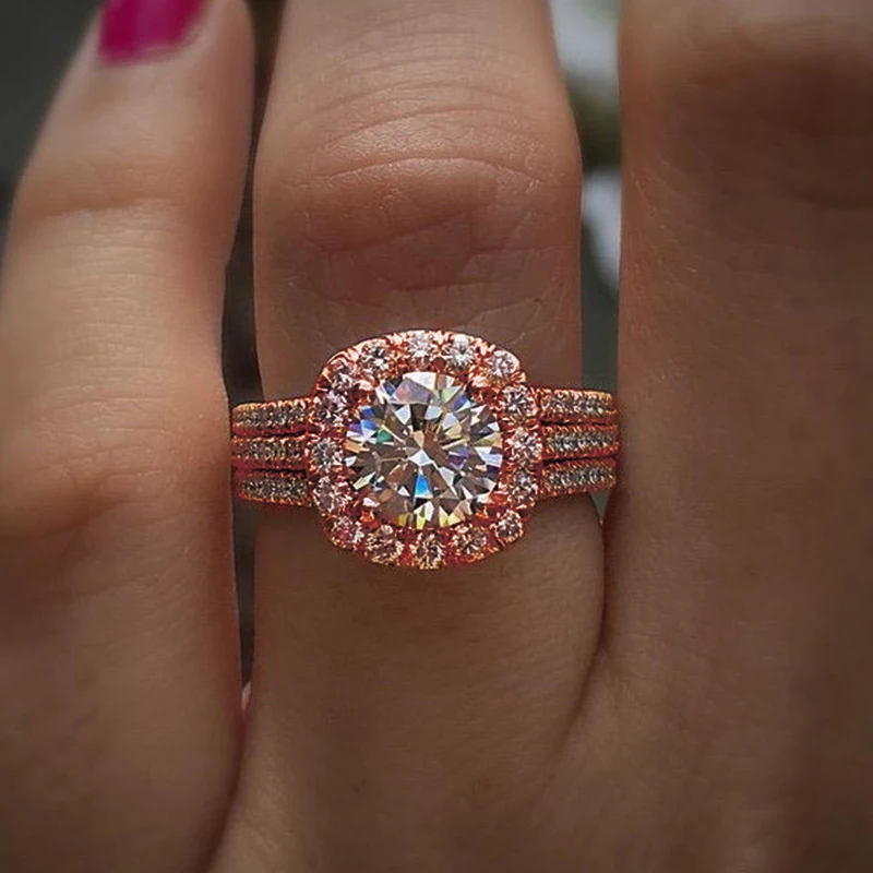 Women's Elegant Silver Color Cushion Shaped Engagement Ring, Gift
