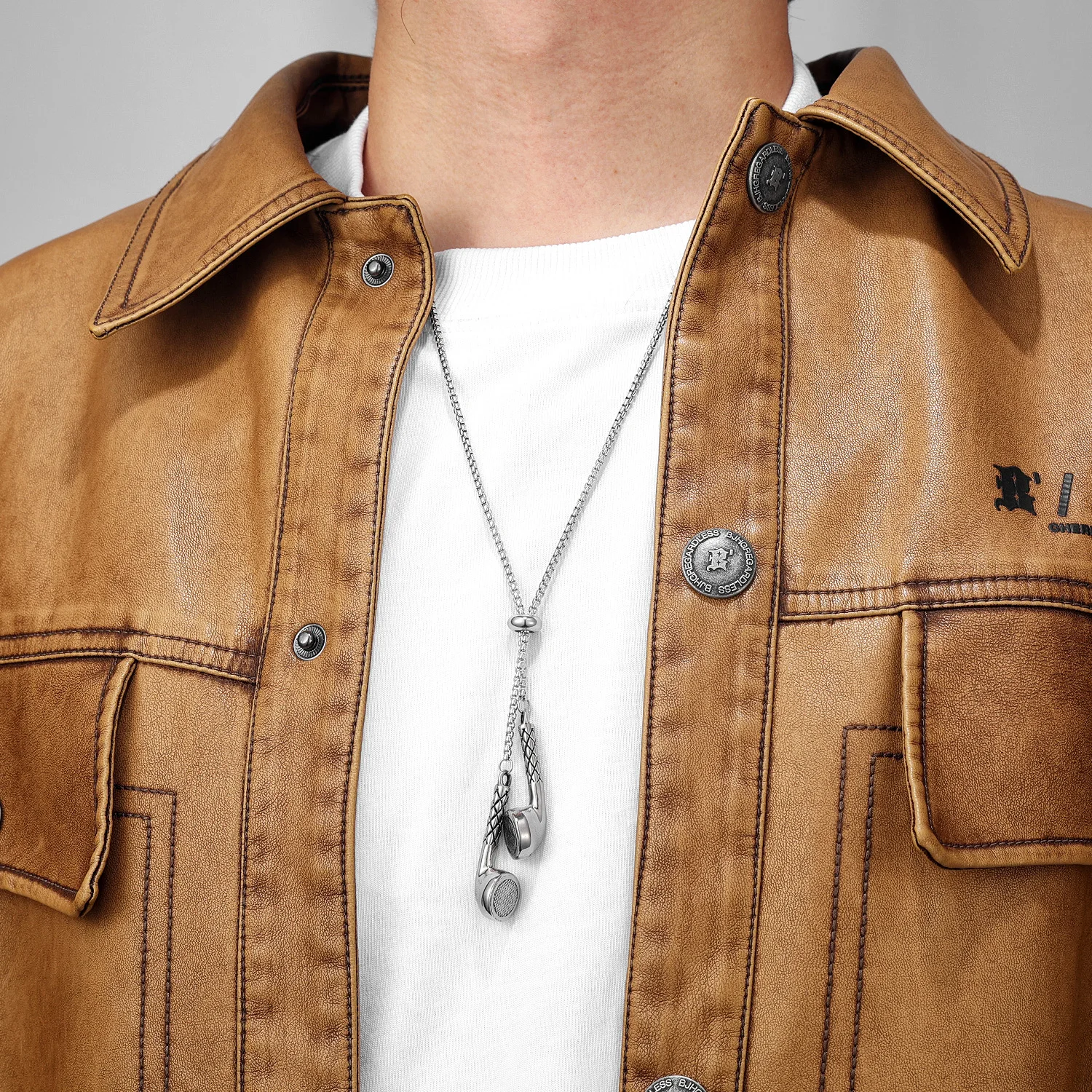 Wired Earphones Men Necklace With Pendant Stainless Steel Jewelry for Male Women Punk HipHop Fashion Accessories Gifts Wholesale