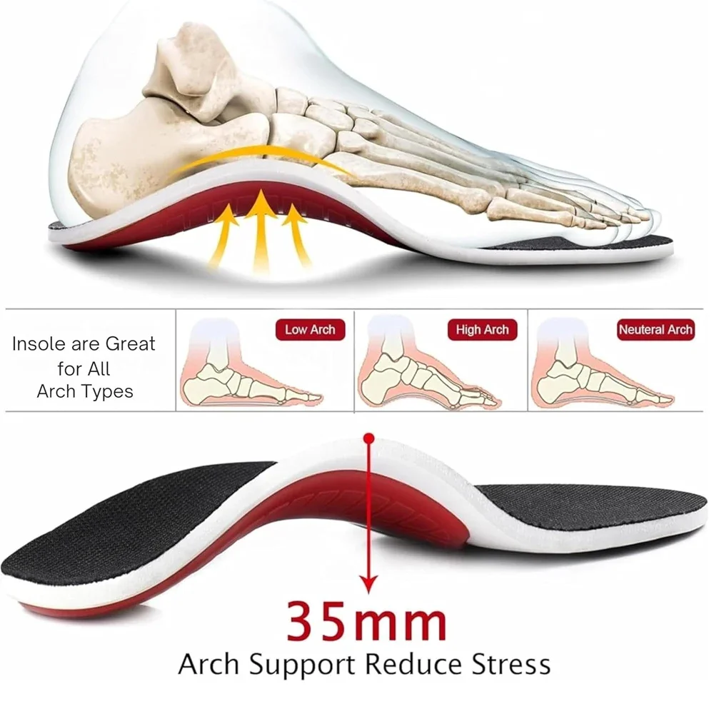 Palmilhas ortopédicas de suporte de arco para suporte de pé plano fascite plantar palmilhas de alívio de dor para tênis de corrida inserções ortopédicas