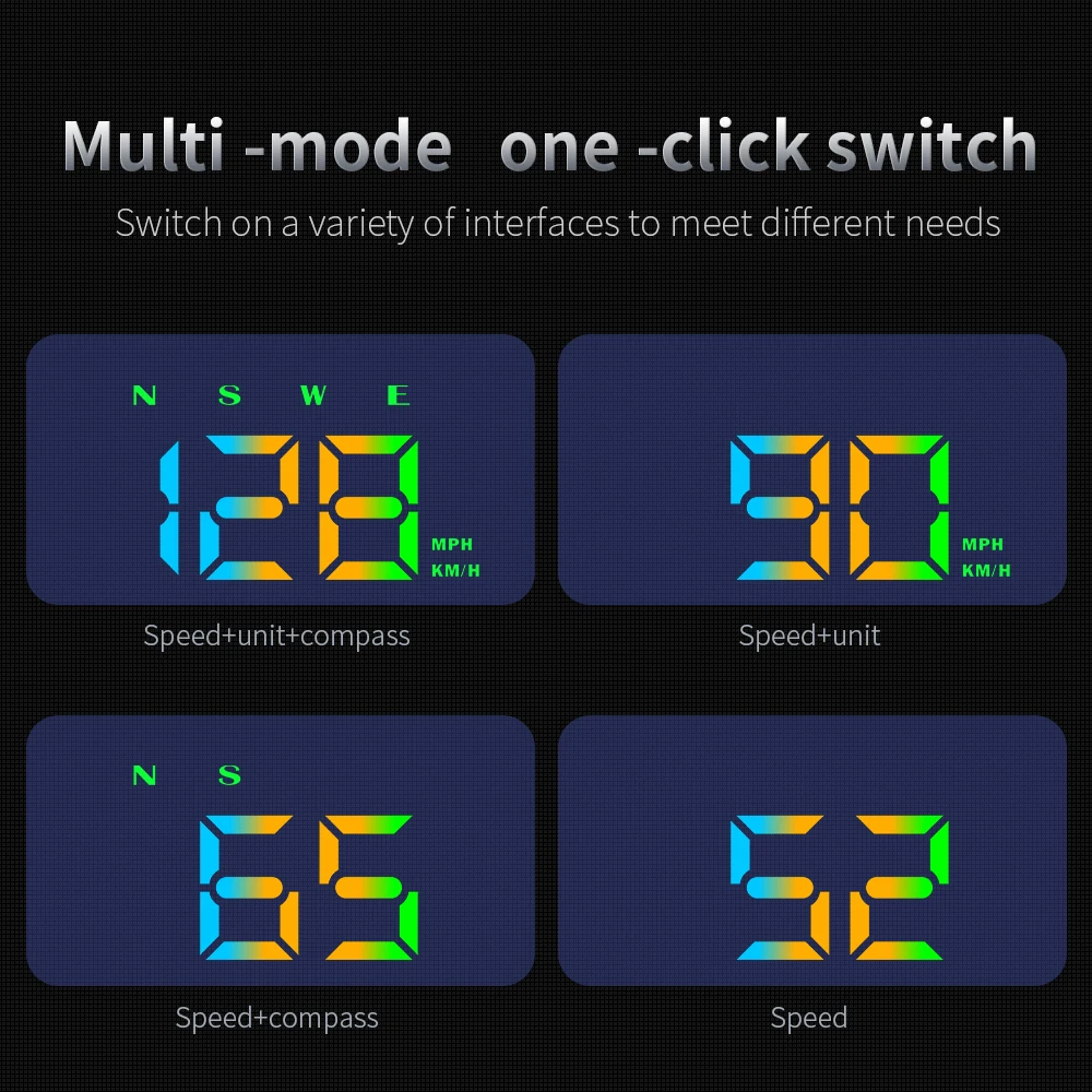 Wyświetlacz samochodowy Head-Up Display USB 5V, kolorowy wyświetlacz LCD, cyfrowy wyświetlacz KMH MPH z kompasem, alarm przekroczenia prędkości dla wszystkich samochodów.