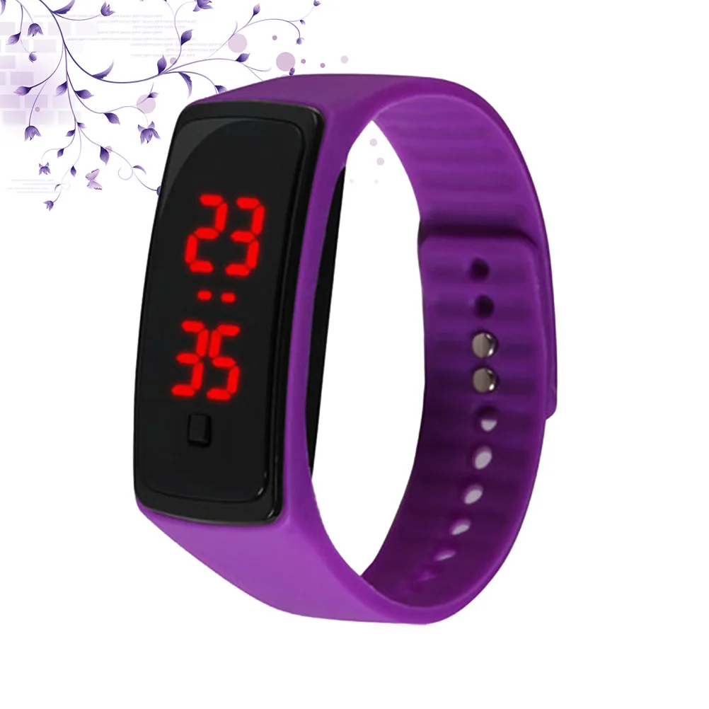 アウトドア腕時計 パープル LED デジタル シリコンバンド ユニセックス ランニング スポーツ 学生用腕時計 誕生日 卒業ギフト