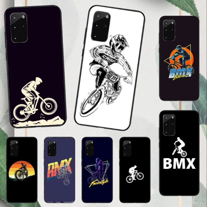 BMX دراجة دراجة قضية الهاتف الخليوي لسامسونج نوت 9 10 20 زائد برو الترا J6 J5 J7 J8 الأسود لينة غطاء الهاتف فوندا