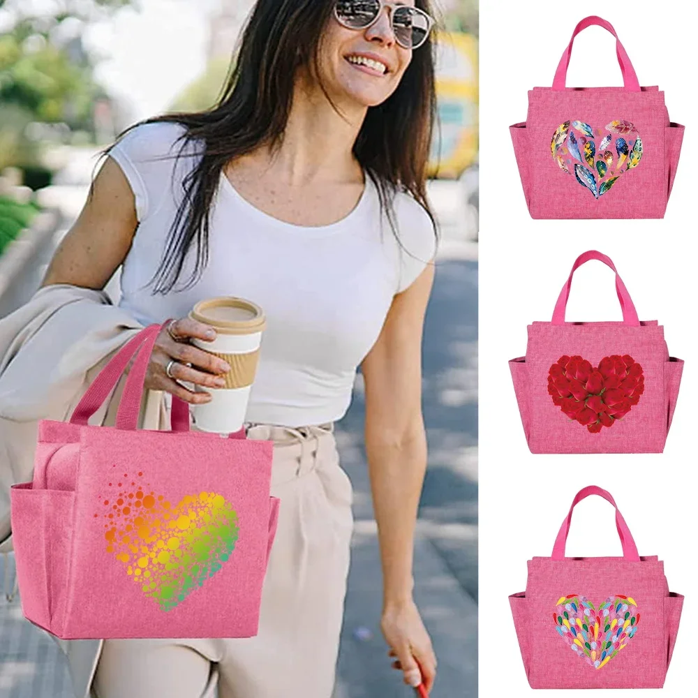 Lunch Bag Kids BIG Capacity Printing Love Series Insulation Cute Pink Picnic Bags Waterproof Lunch Box Outdoor Picnic