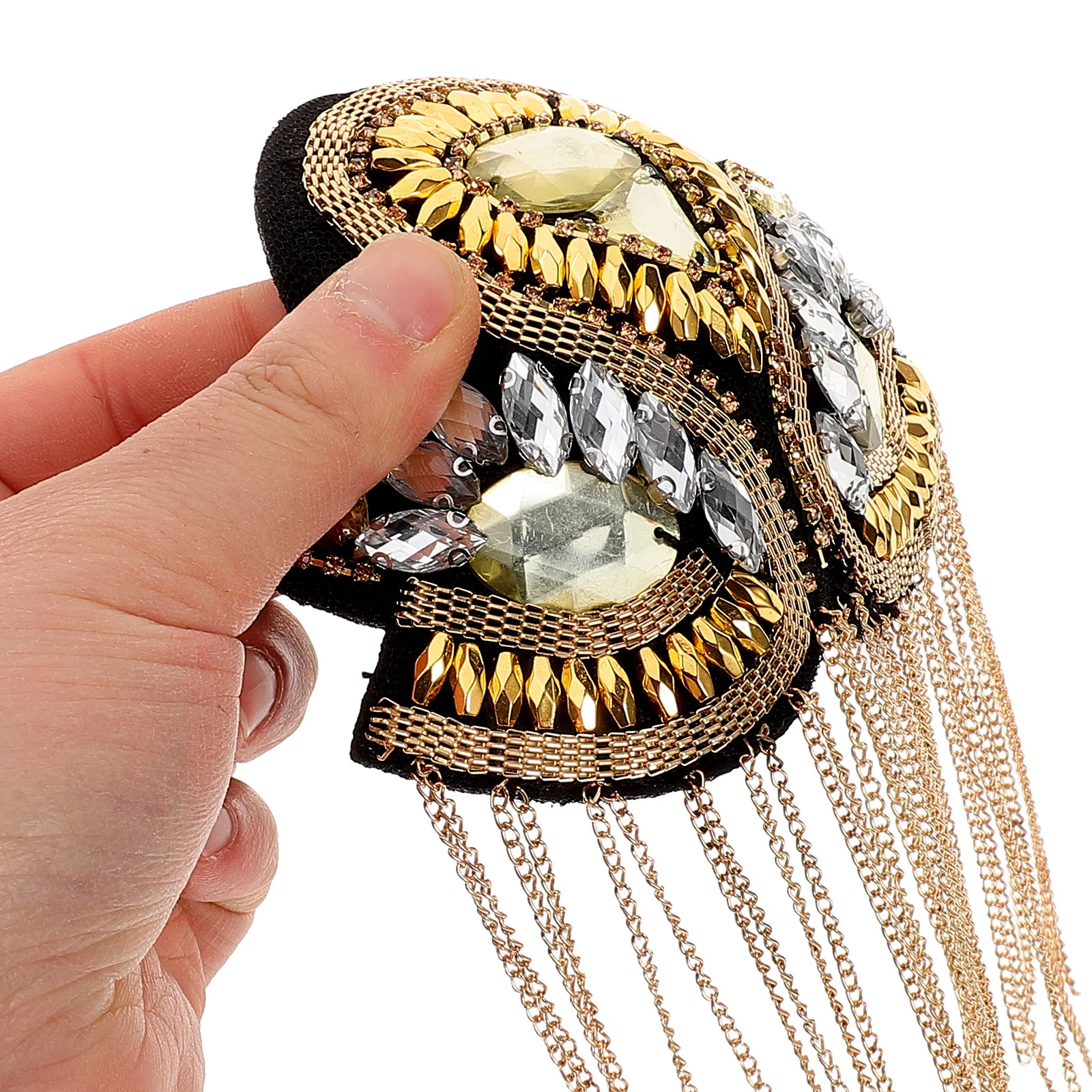 

1 Pair Gold Retro Punk Metal Shoulder Board Fringe Epaulet Decor Vintage Tassel Shoulder Mark For Suit Costume Badge Lightweight