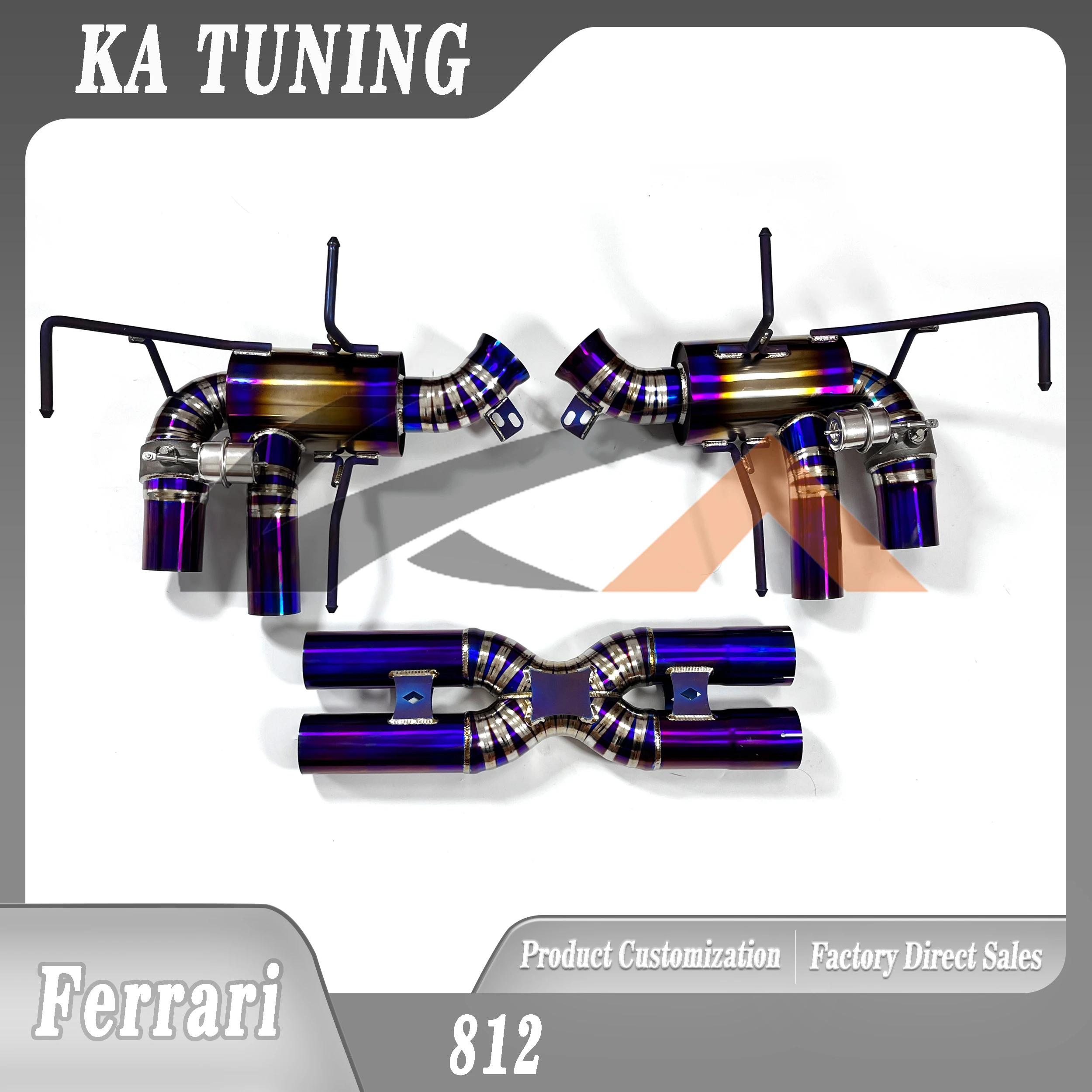 KA Tuning Titanium Alloy Catback Exhaust System for Ferrari F12 and 812 with Rear Section Muffler Valve And X-Pipe