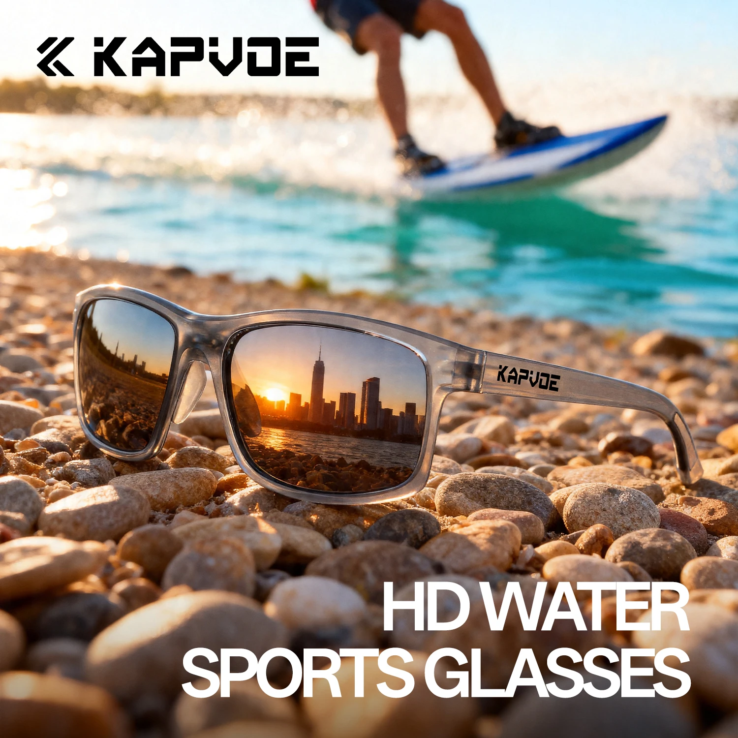 KAPVOE Polarisierte Wanderbrille Sportbrille Fahrbrille Radbrille Herren MTB Fahrradsonnenbrille Fahrradausrüstung Outdoor Angeln