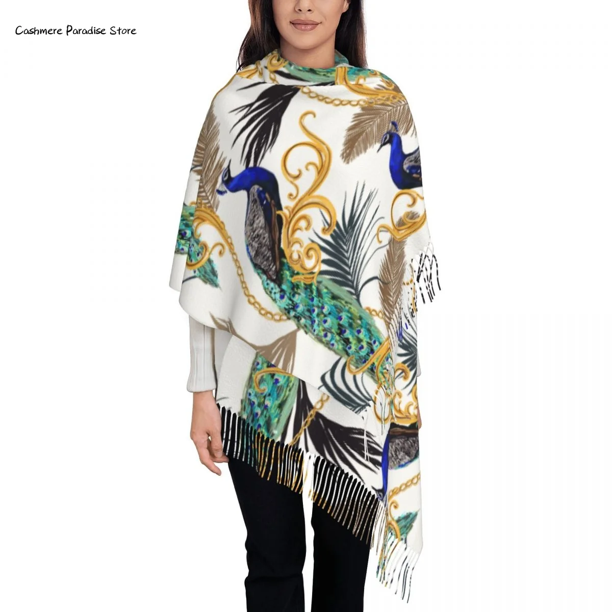 

Tropical Baroque With Pecocks Women's Soft Scarf Warm Soft Scarf Winter Halloween Shawl