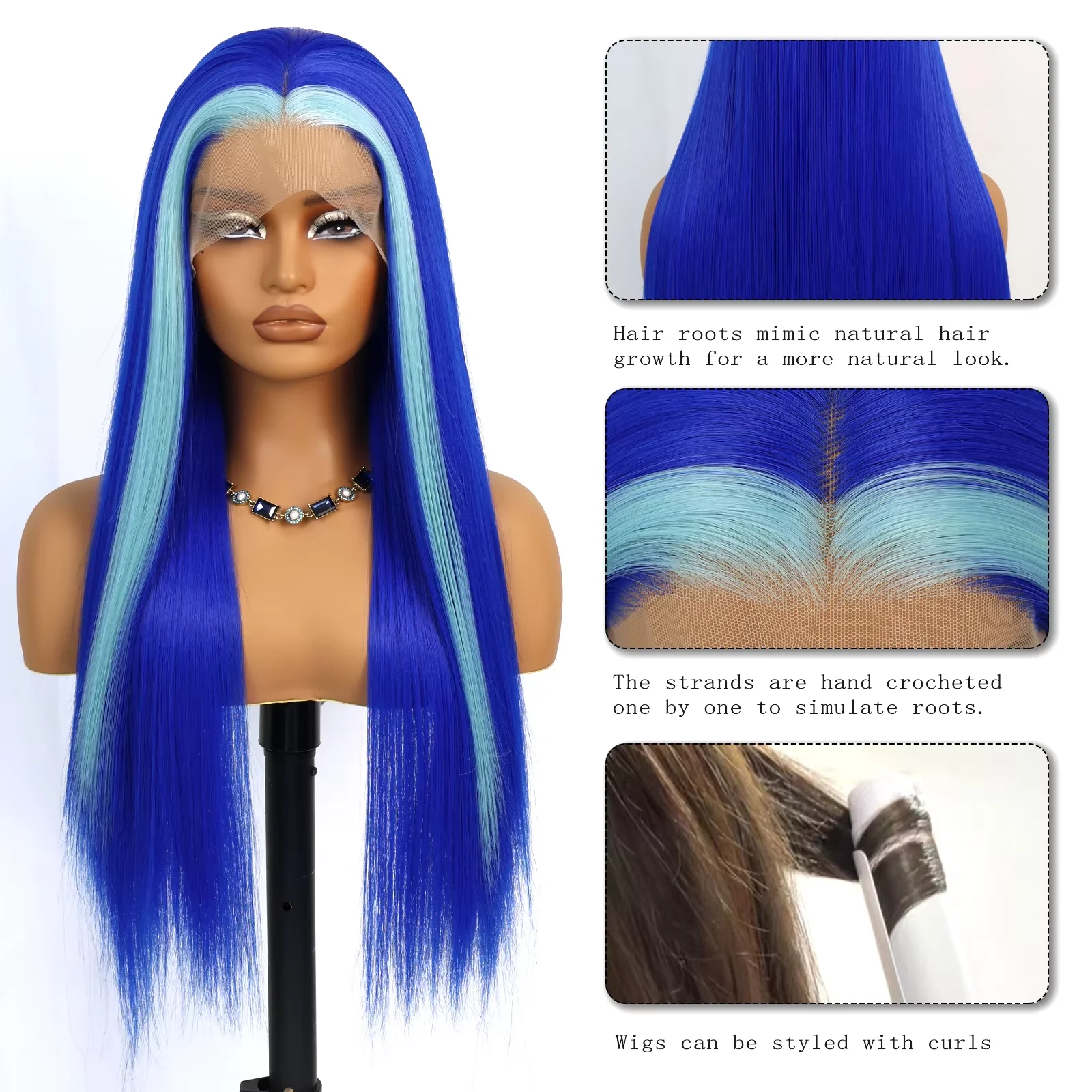 Glueless 13×4 Lace Front Synthetic Wig 28 Inch Straight ,Pre Plucked Hairline,180% Density, Heat Resistant Fiber, Tangle Free, Party Cosplay Daily Wear