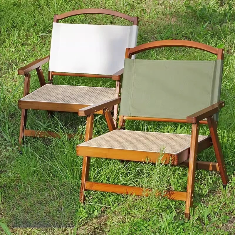 Foldable Bamboo Chair Natural Wood Patio Chair with Backrest Portable Indoor/Outdoor Dining Chairs for Garden Balcony & Picnic