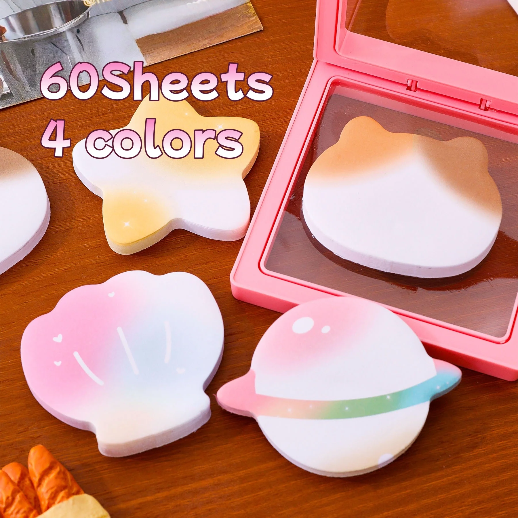 Student Stationery 60/240/480 Sheets Gradient N Stickers & Sticky Notes, Stars Shells Shapes Message Memo Pads for School