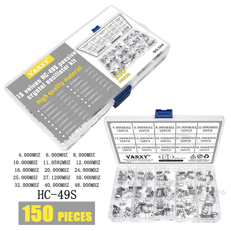 10PCS 4Mhz 6Mhz 8Mhz 12Mhz 16Mhz 20Mhz 24Mhz 32.768K 5M 10M 25M 26M 27M 27.12M 30M 32M 40M 48M 50M 18MCrystal Oscillator HC-49S