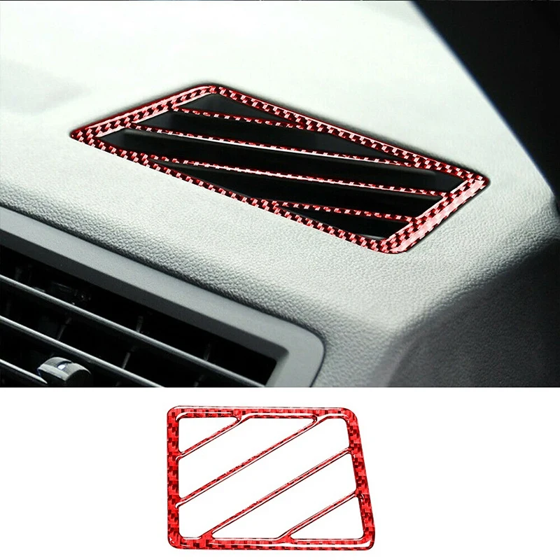 for Dodge Challenger 2008-2014 Car Accessories Carbon Fiber Dashboard Defogging Air Vent Cover Panel Trim Sticker, Red