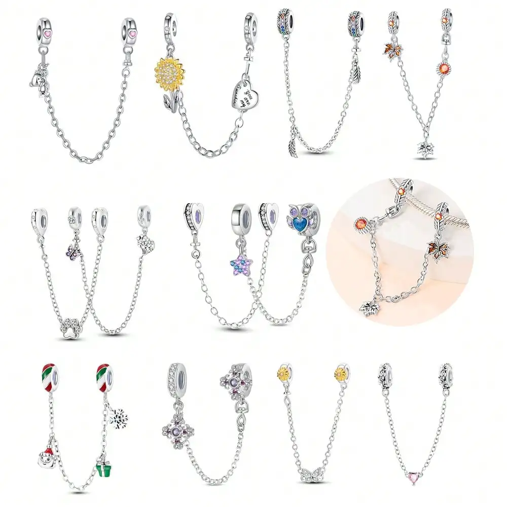 سحر الفضة الألوان مابل ليف حبة لسوار الأصلي DIY الخرز سحر المجوهرات صنع هدية للنساء STYFNE