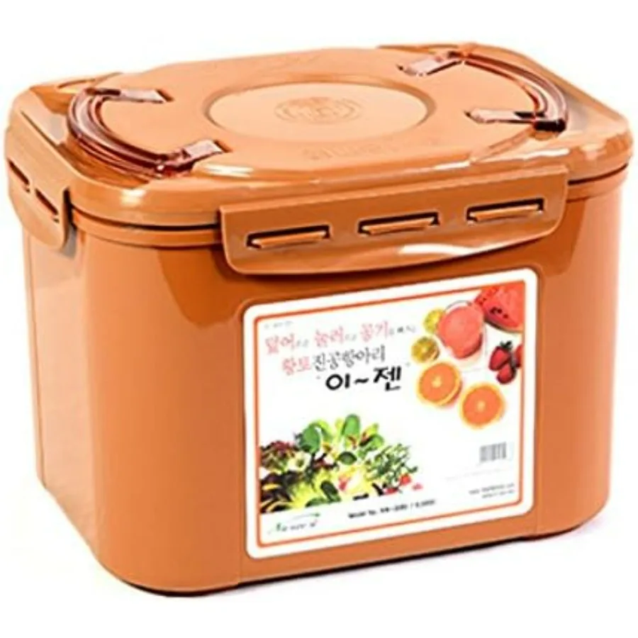 

Premium Kimchi Sauerkraut Container for Probiotic Fermentation with Inner Vacuum Lid in Earthenware Brown Color Ideal for Home