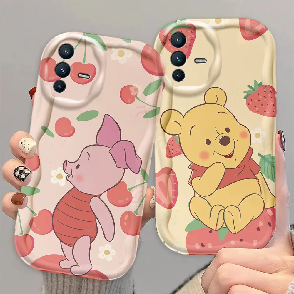 Disney Losto Strawberry Bear 3D Wave Case For VIVO S1 T1 V15 V20 21E V23 V23E V25 V25E V27 V27E V29E V30 V40 V30E Case Funda