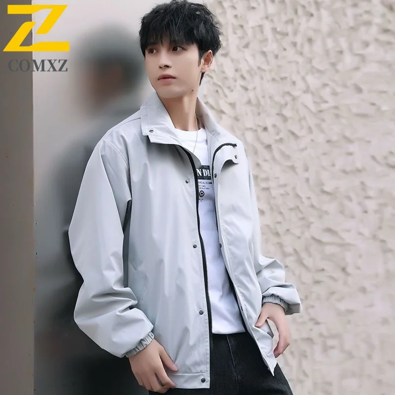 

COMXZ 2025, мужская японская винтажная куртка с воротником-стойкой, весна-осень-зима, модное свободное повседневное универсальное пальто