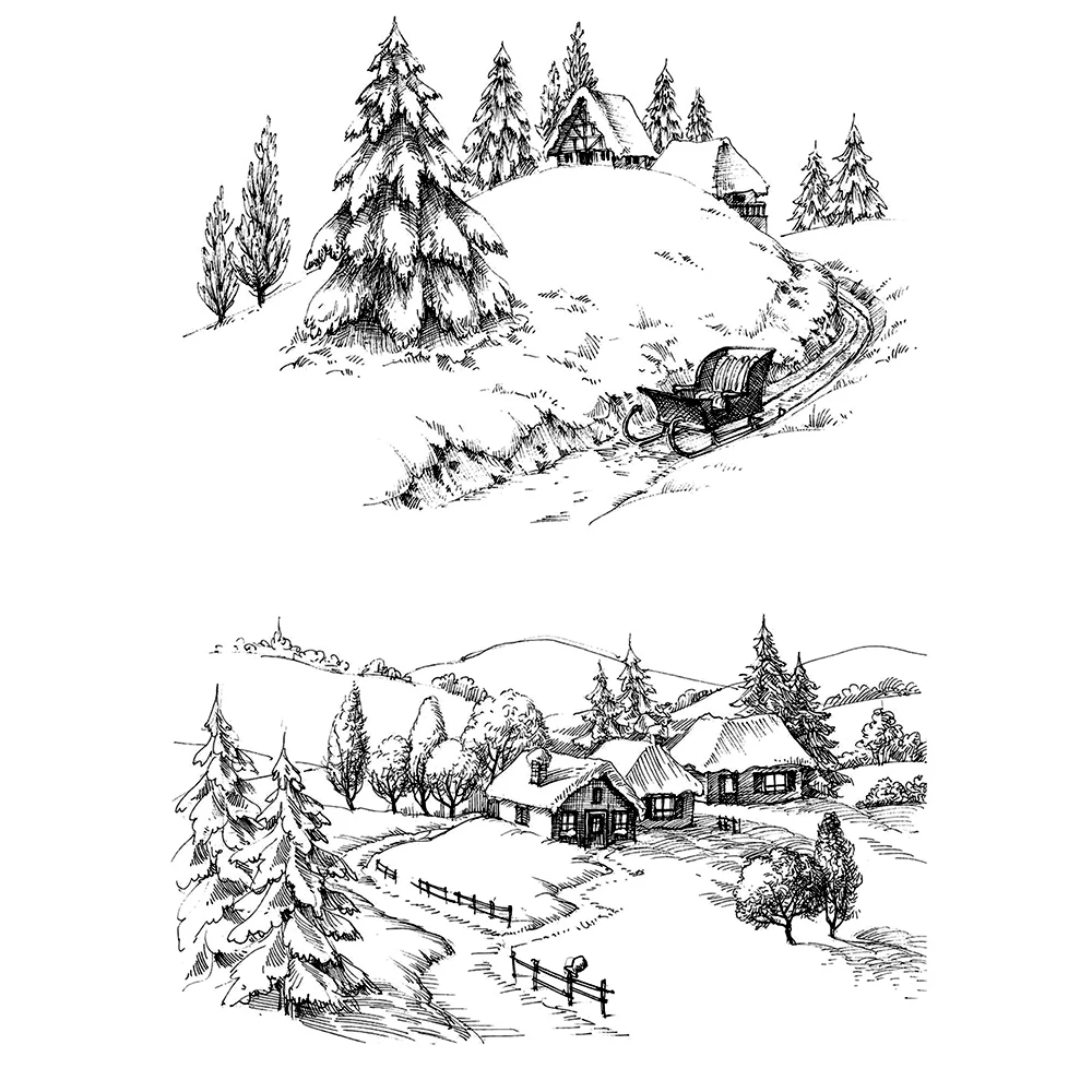 AZSG Scenery/Trees/Snow in Winter Clear Stamps/Seals For DIY Scrapbooking/Card Making/Album Decorative Silicone Stamp Crafts