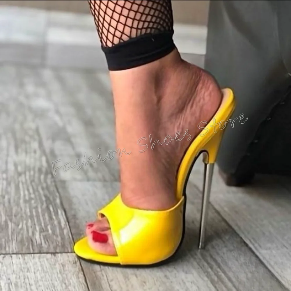 

Yellow Peep Toe Patent leather Pumps Fashion Stilettos High Heels High Heel Shoes for Women Heels 2025 New Zapatos Para Mujere
