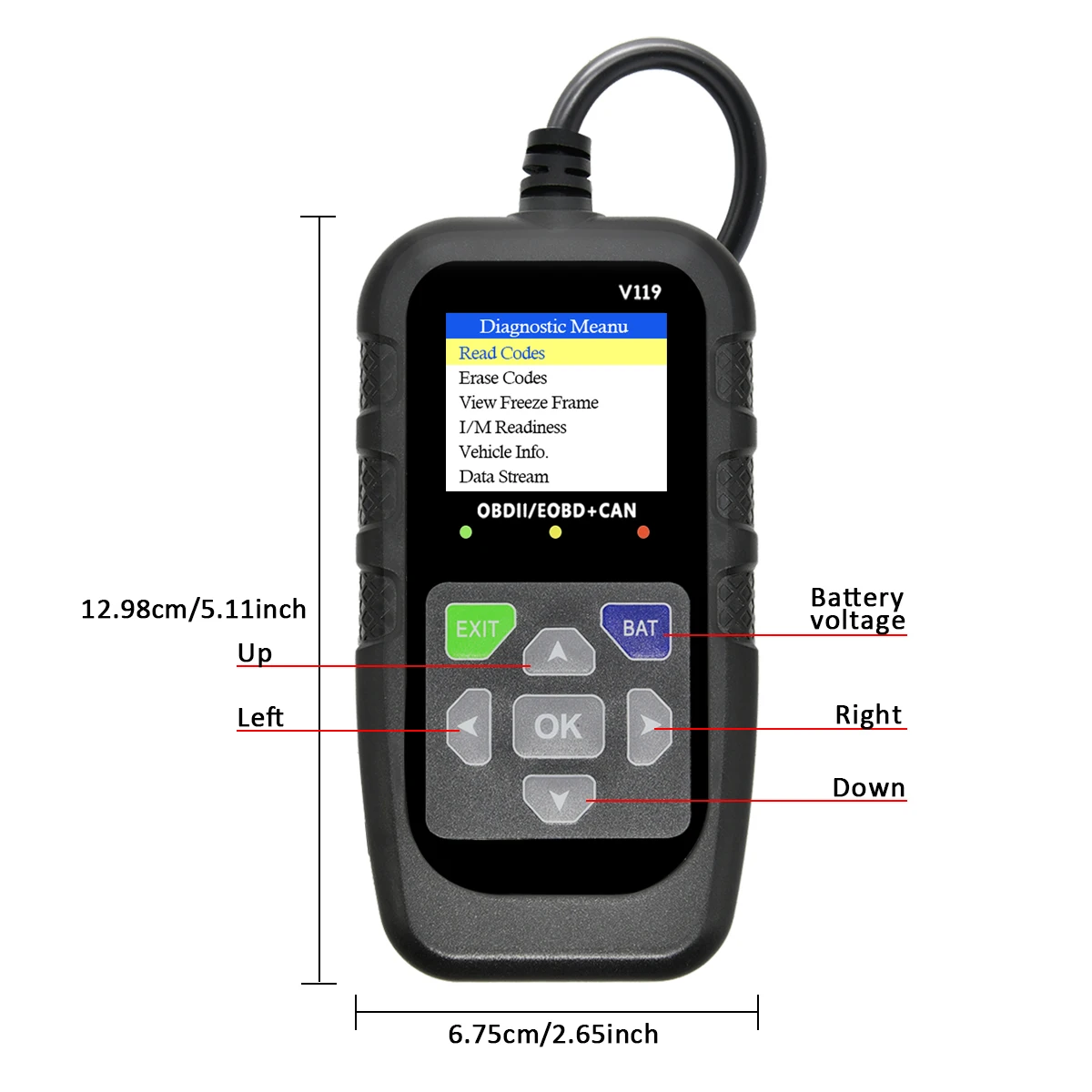 Car OBD2 Scanner Diagnostic Tool Code Reader, Car Voltage Tester Engine Fault Code Scanner, Charging Tester Diagnostic Tool V119