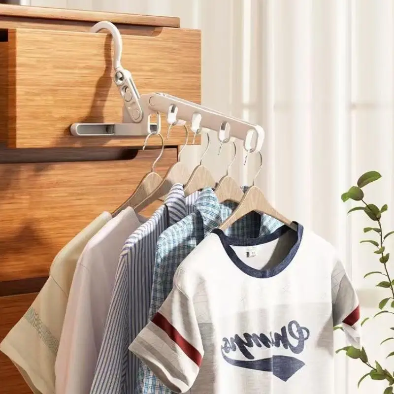 2026 New Foldable Clothes Drying Rack 5-Hole Multi-Function Portable Hanger for Hotels Student Dorm Travel