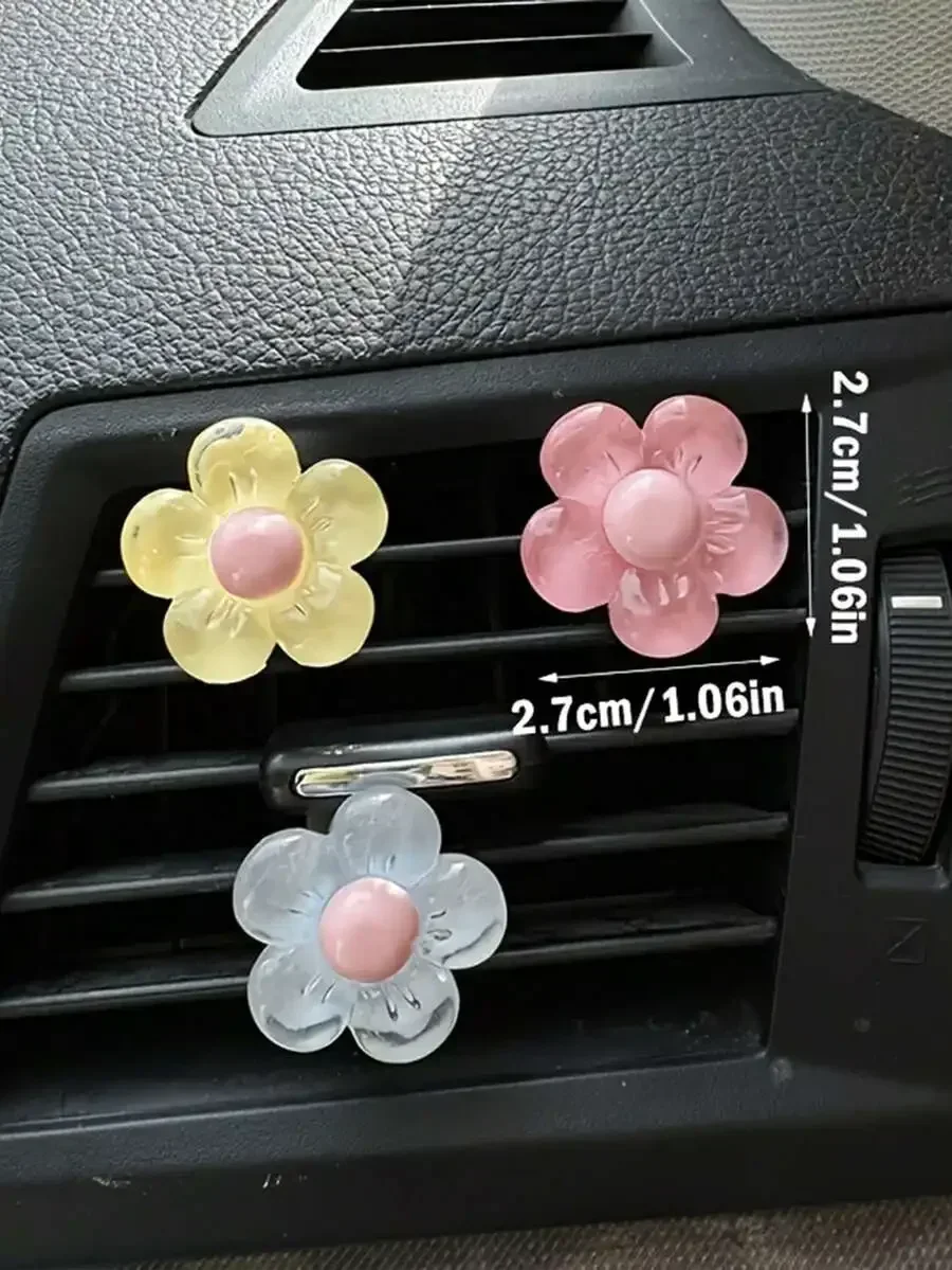 

4pcs Car Air Vent Decorative Flowers Translucent Ice Style Interior Accessories