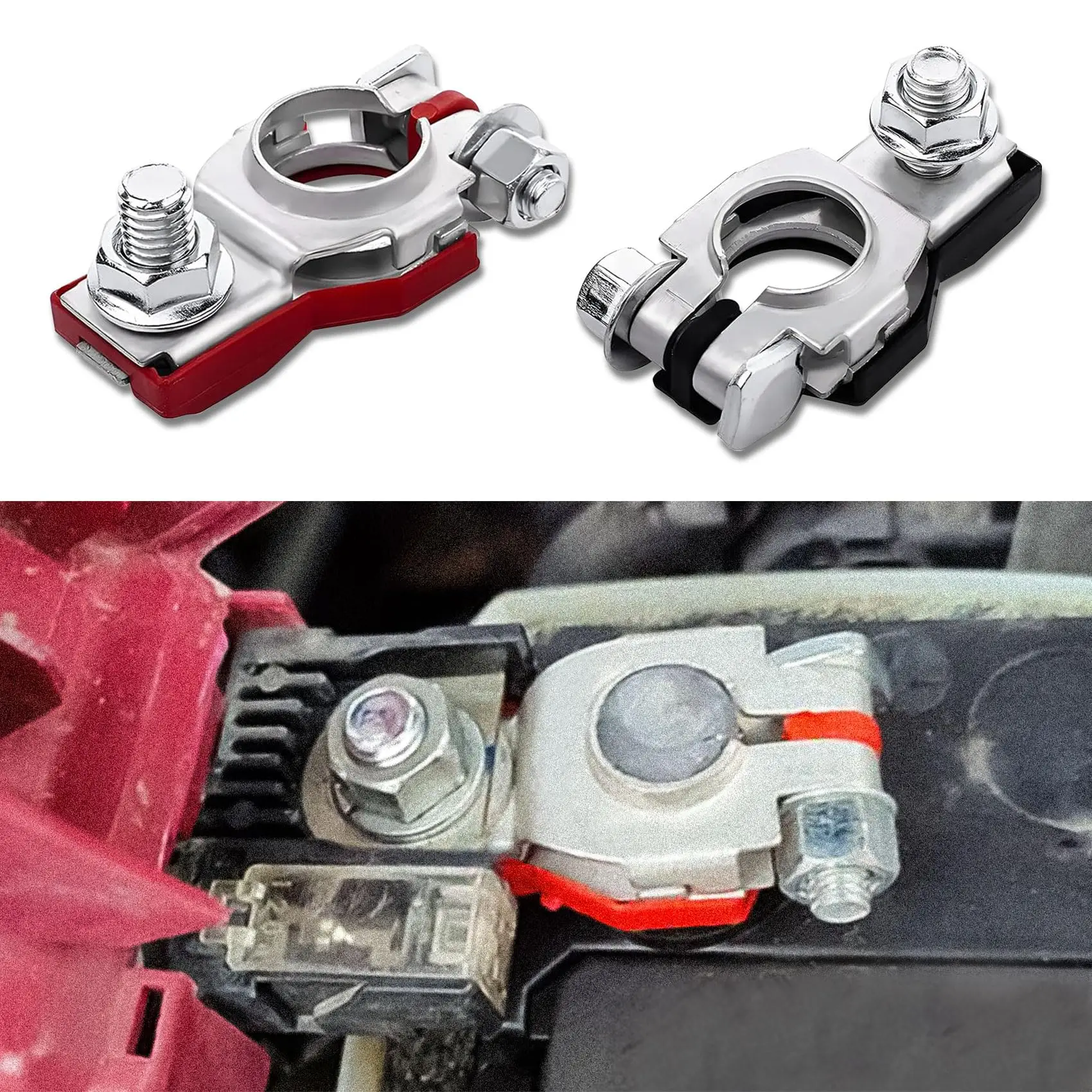 

2 Battery Terminal Connectors Positive and Negative 243407F000 243407F001 Plastic Bottom 18mm 16mm Opening Size Nissan Auto