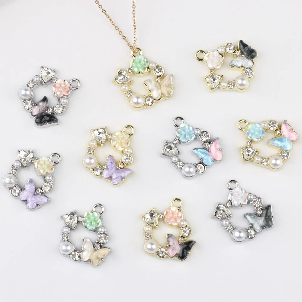 6pcs Fashion Hollow Out Garland Butterfly Shape Pendant Earring Necklace Bracelet Jewelry Making Accessories DIY Handmade Gifts
