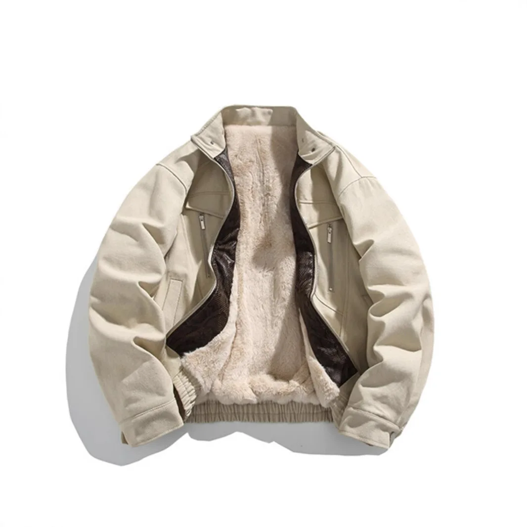 

Men's Fashion Winter Warm Jacket Faux Fur Padded Thick Thermal Overcoat For Male Loose Fit Warm Keeper Outerwear