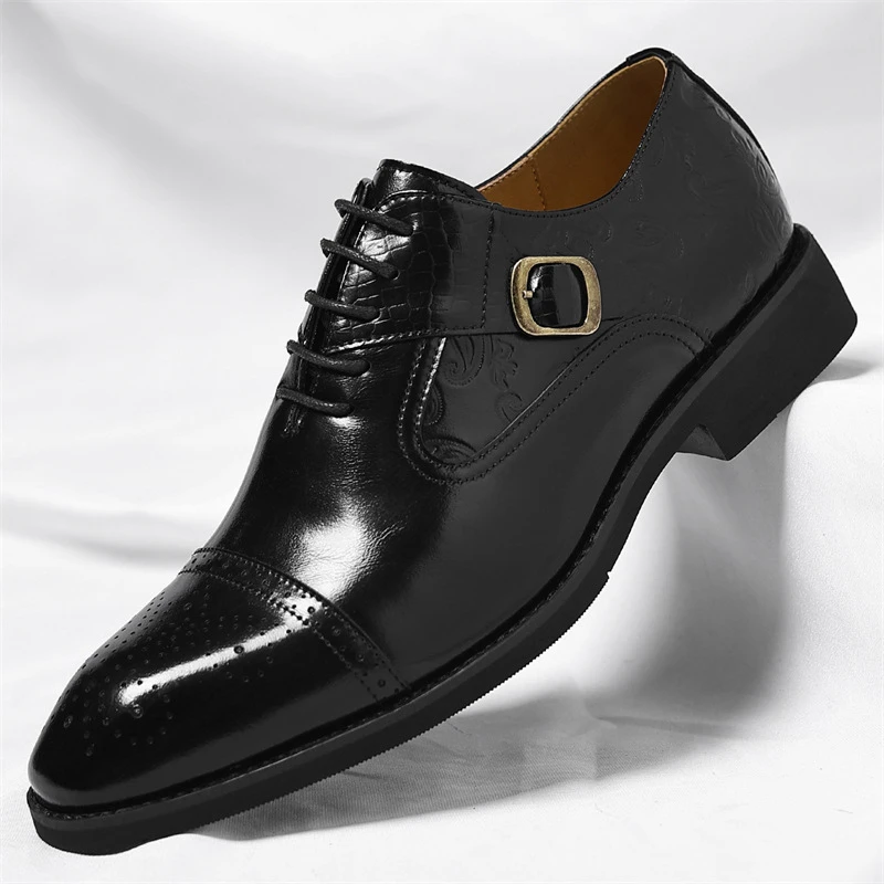 Men Plus‑Size British Style Retro Trendy Leather Shoes Business Formal Suit Shoes Versatile Casual Office Party Cross‑Border Mul