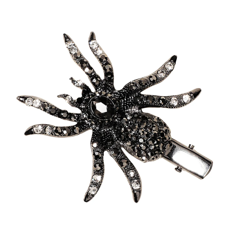 Pinzas para el cabello Pin araña horquilla diamantes de imitación simulación Artificial Vintage chica falso negro Halloween Barrettes hombre