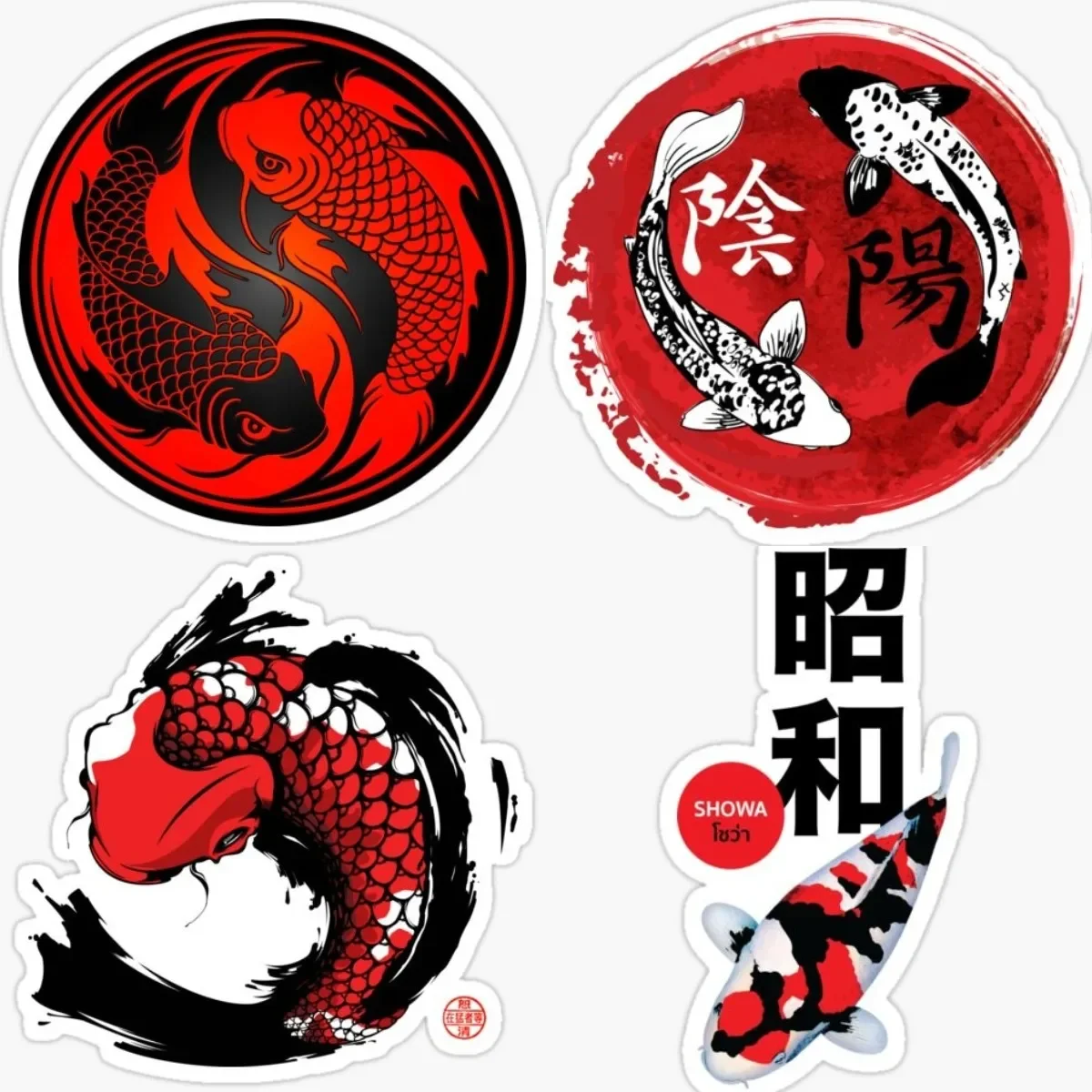 

Swimming Koi Fish Sticker Vinyl Decal Yin Yang Fish Personality Car Stickers DIY 3D RV