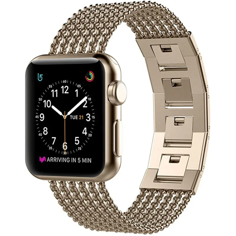 FF-39bd  3pcs Women Stainless Steel Strap for Apple Watch Band 6 5 Metal Chain Bracelet for iWatch SE 4 3 Watchband 38-44mm