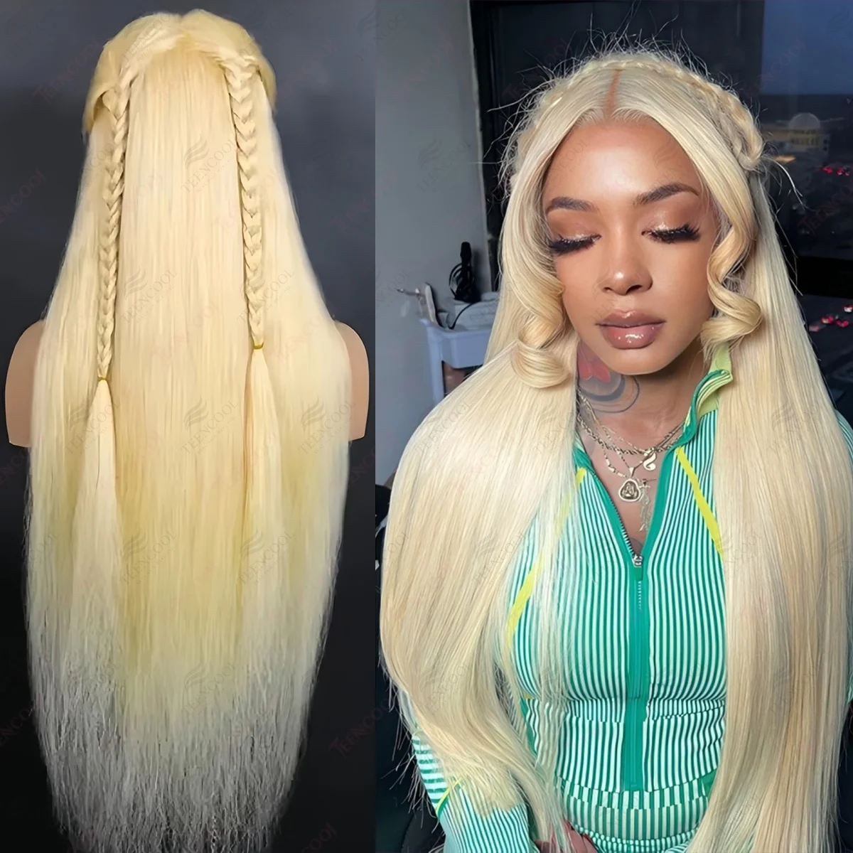 Blonde 613 Straight 13x4 13x6 Hd Transparent Lace Frontal Wig 30Inch 200 Density Brazilian 100%Human Hair Lace Front Colored Wig image 4